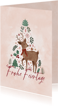 Weihnachtskarte Reh mit Schal