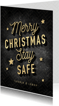Weihnachtskarte stay safe Typografie und Sterne