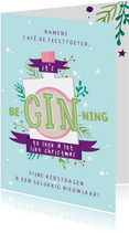 Zakelijke kerstkaart met illustratie gin en takjes