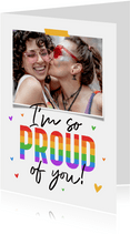 Zomaar kaartje foto proud of you LGBTQ regenboog hartjes