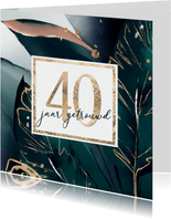  40 jarig huwelijk uitnodiging groen watercolor blad