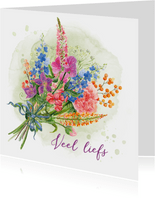 Bloemenkaart - Bloemenboeket met watercolor