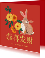 Chinees nieuwjaar lunar new year bloemen en konijn
