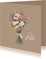 Condoleancekaart boeket bloemen met hartje