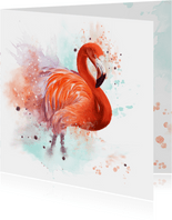 Dierenkaart flamingo waterverf