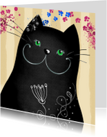 Dierenkaart zwarte kat
