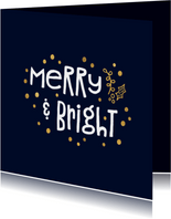 Dunkelblaue Weihnachtskarte 'Merry & Bright'
