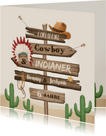 Einladung Cowboy & Indianer Kindergeburtstag
