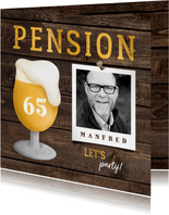 Einladung zur Rentnerfeier Bierglas mit Alter