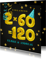 Einladungskarte Geburtstagsparty 2x60=120