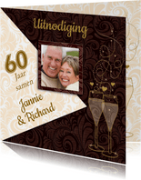 Feestelijke jubileumkaart voor stel dat 60 jaar samen is