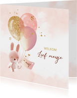 Felicitatie geboorte konijntje ballonnen