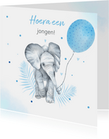 Felicitatie geboorte olifantje ballon