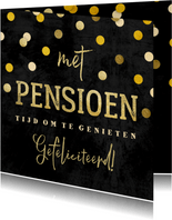 Felicitatie krijtbord gouden 'met pensioen' met confetti