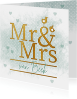 Felicitatiekaart Mr & Mrs gouden vogeltjes