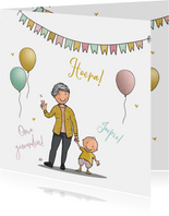 Felicitatiekaart oma met kleinkind ballonnen