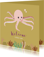 Felicitiatiekaart octopus roze