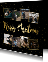 Fotocollage kerstkaart sterren goudaccent