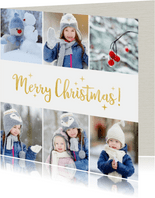 Fotokaart met kerstcollage met 6 foto's en goud