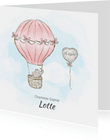 Geboortekaart adoptie meisje - luchtballon
