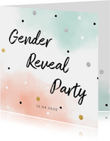 Gender reveal party waterverf confetti roze mintgroen