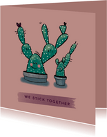 Gezellige vriendschapskaart met twee vrolijke cactussen