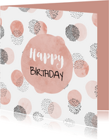 Glückwunschkarte Geburtstag rosa und schwarze Punkte