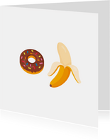 Grappig valentijnskaartje met donut en banaan emojis