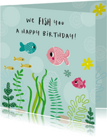 Grappige verjaardagskaart met vissen