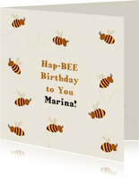 Grappige verjaardagskaart met zwerm bijen