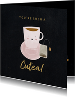 Grußkarte 'cutea' mit Teetasse und Foto innen