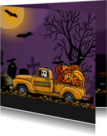 Halloween vrachtwagen geel 