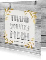  Hippe bedankkaart met hout, papier en gouden takjes