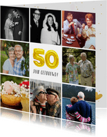 Huwelijksjubileum uitnodiging fotocollage 50 jaar getrouwd
