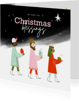 Illustratieve kerstkaart 3 koningen christmas blessings 