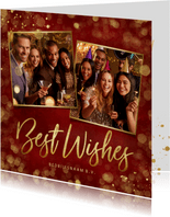 Internationale nieuwjaarskaart 'Best Wishes' - rood met foto