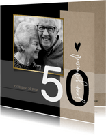Jubileum 50 jaar getrouwd, zwart met craft papier look
