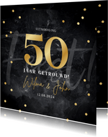 Jubileum uitnodiging 50 jaar getrouwd gouden confetti