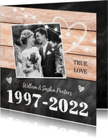Jubileumfeest huwelijk hout krijtbord lampjes foto jaartal