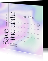 Kalender save the date modern holografisch paars