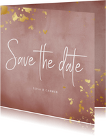 Karte Hochzeit 'Save the Date' Goldtupfen