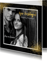Kerst feestelijke fotokaart met vele gouden sterren