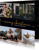 Kerst-verhuiskaart donkere achtergrond met sierlijke letters