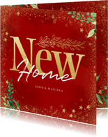 Kerst- verhuiskaart rood New Home