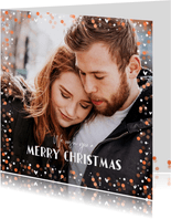 Kerstkaart confetti foto met hartjes en blaadjes
