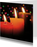 Kerstkaart drie brandende kaarsen stijlvol vormgegeven