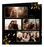 Kerstkaart fotocollage met besjes en takjes goud