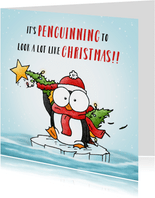 Kerstkaart - It's penguinning to look a lot like Christmas