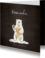 Kerstkaart met een illustratie van een ijsbeer 
