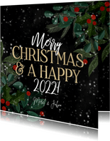 Kerstkaart takjes Merry Christmas and a happy 2022
